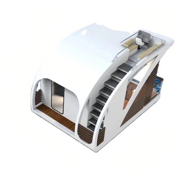 2023 Pełnoetatowy model łodzi mieszkalnej Wharf Sanctuary